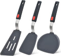 Silicone Spatula Turner Set of 3, 600°F Heat Resistant Cooking Spatulas for Nonstick Cookware, Large Flexible Kitchen Utensils, BPA-Free Rubber Spatula Set for Egg, Pancake, Fish, and Burger