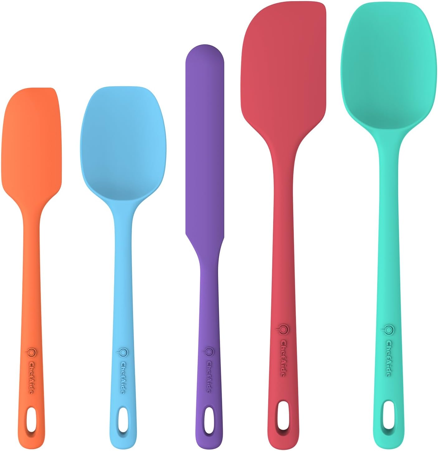 5-Piece Silicone Spatula Set, Food-Grade Rubber Spatulas with Upgraded Reinforced Handles, Ergonomic Design, Heat Resistant up to 600°F, Suitable for Nonstick Cookware