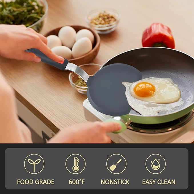 Silicone Spatula Turner Set of 3, 600°F Heat Resistant Cooking Spatulas for Nonstick Cookware, Large Flexible Kitchen Utensils, BPA-Free Rubber Spatula Set for Egg, Pancake, Fish, and Burger