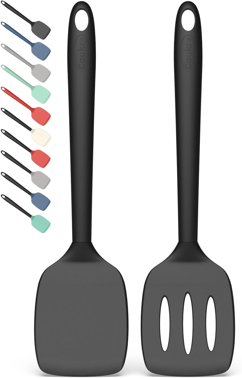 2 Pack Silicone Spatula Set, High Heat Resistant, BPA Free Kitchen Spatula, Solid & Slotted Turner for Non-Stick Pans, Sautéing, and Flipping