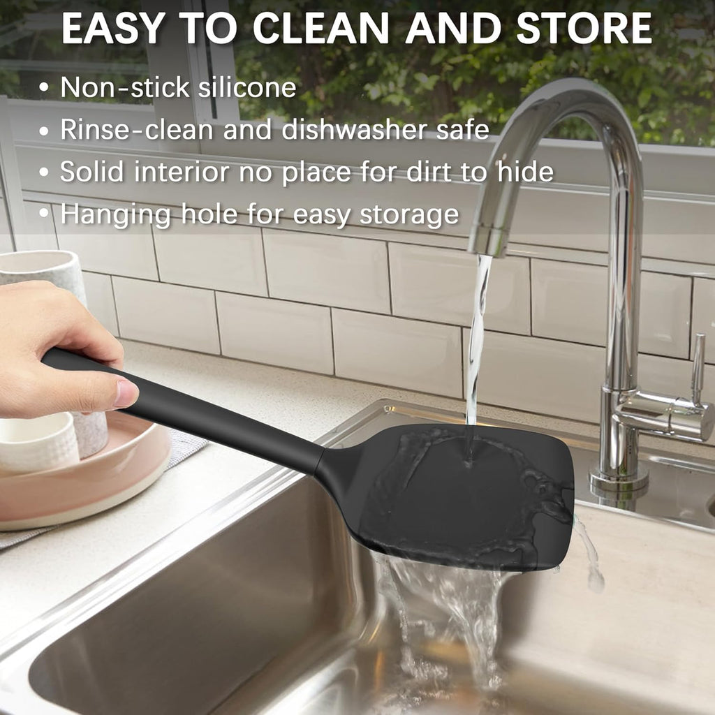 2 Pack Silicone Spatula Set, High Heat Resistant, BPA Free Kitchen Spatula, Solid & Slotted Turner for Non-Stick Pans, Sautéing, and Flipping