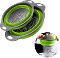 2 Pack Collapsible Colander Set, Emptycolor Foldable Collapsible Strainers for Kitchen, Small Round Colander with Base and Handles for Pasta, Fruit, Vegetables