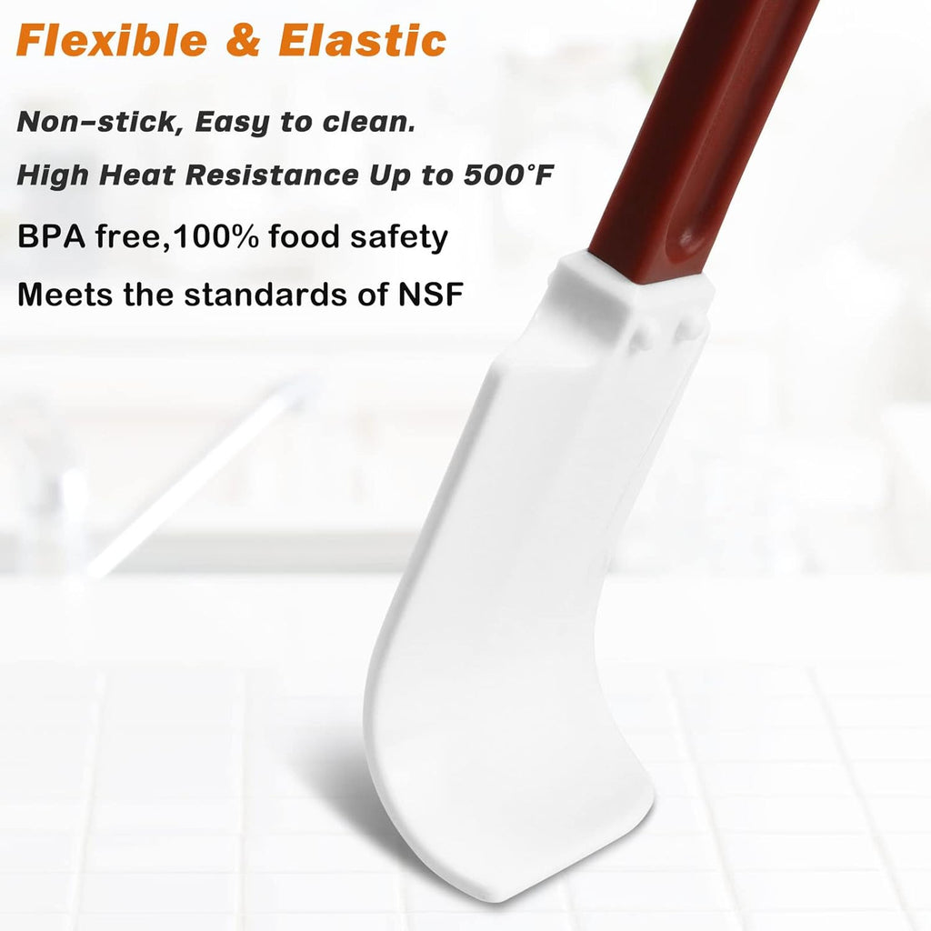 High-Temp Silicone Spatulas, 10'' Commercial Spatula 500°F Heat-Resistant Non-Stick Silicone Scraper, Set of 2