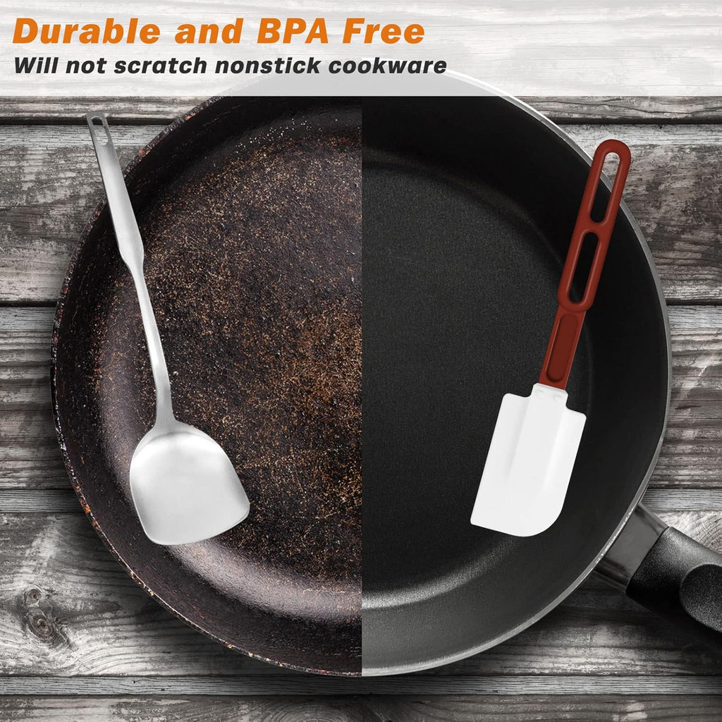 High-Temp Silicone Spatulas, 10'' Commercial Spatula 500°F Heat-Resistant Non-Stick Silicone Scraper, Set of 2