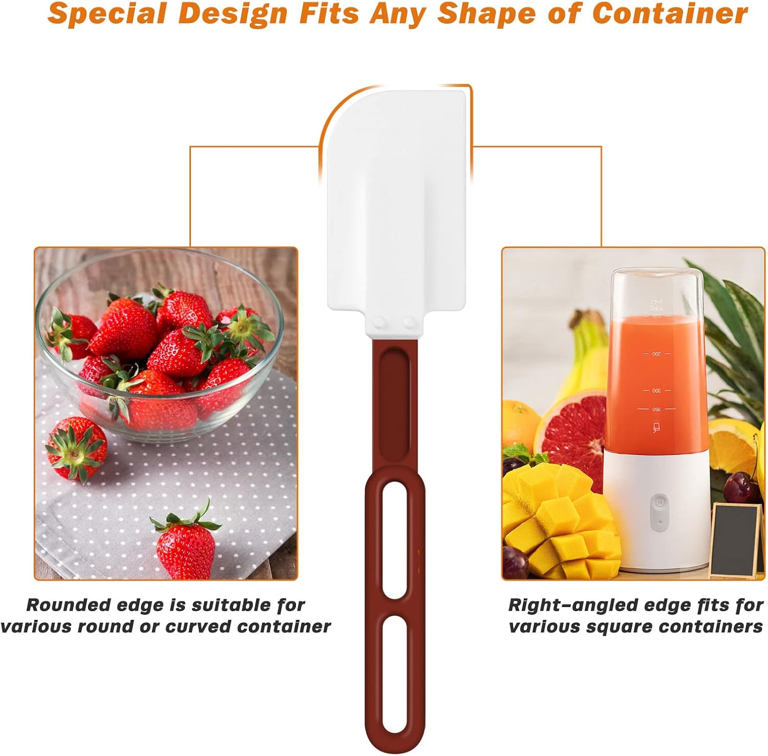 High-Temp Silicone Spatulas, 10'' Commercial Spatula 500°F Heat-Resistant Non-Stick Silicone Scraper, Set of 2